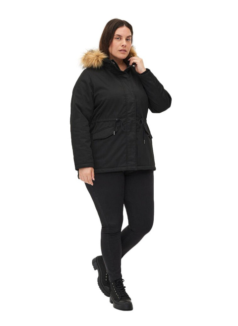 ZIZZI CZARNA KURTKA Z FUTERKIEM 987A > My Size sklep duże